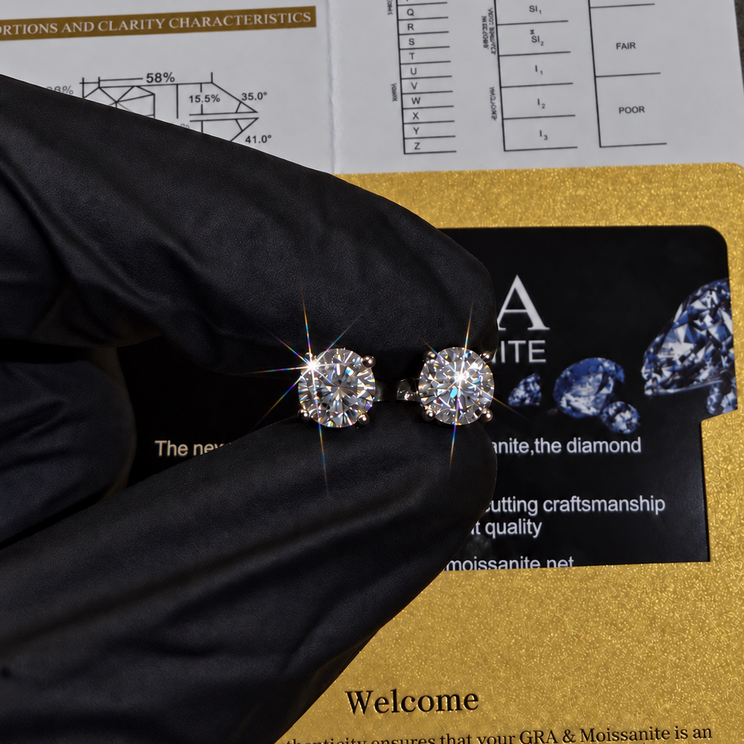 Round Moissanite Stud Earrings