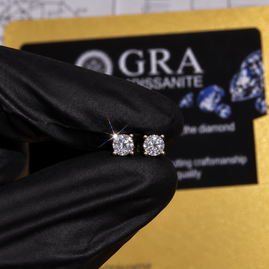 Round Moissanite Stud Earrings