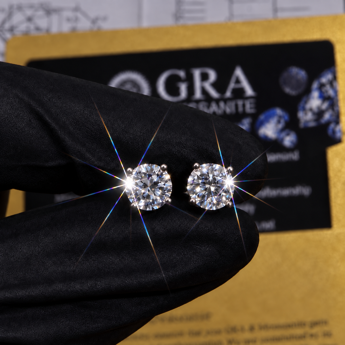 Round Moissanite Stud Earrings